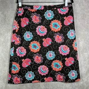 Parisian Signature Pencil Skirt Womens‎ 12P Black Floral Embellished Artsy NEW